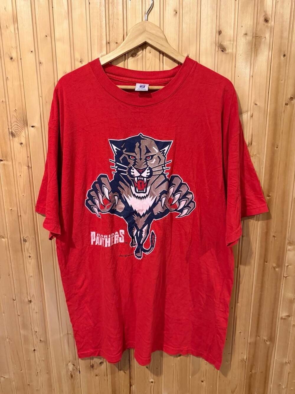 Vintage 1993 Florida Panthers NHL Logo 7 Red T-Shirt Size XL